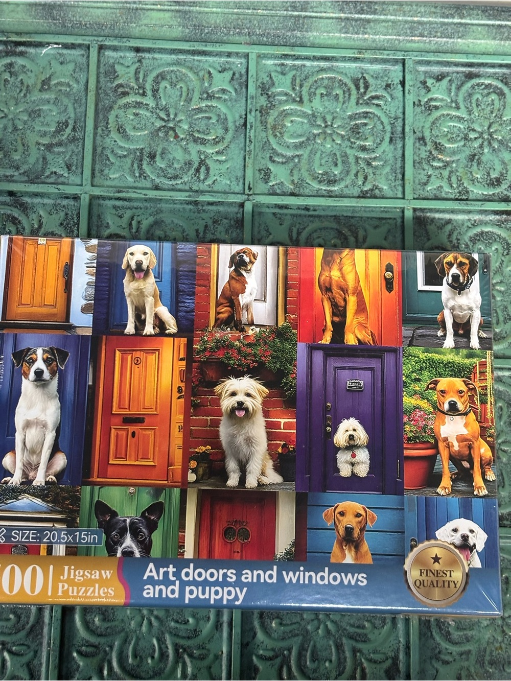 500 Piece Jigsaw Puzzle Dogs & Colorful Doors 20.5 x 15 Bonus Poster New